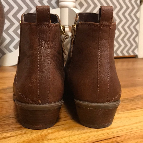 Franco Sarto Brown Leather Zip Booties, 7.5 - Picture 4 of 7